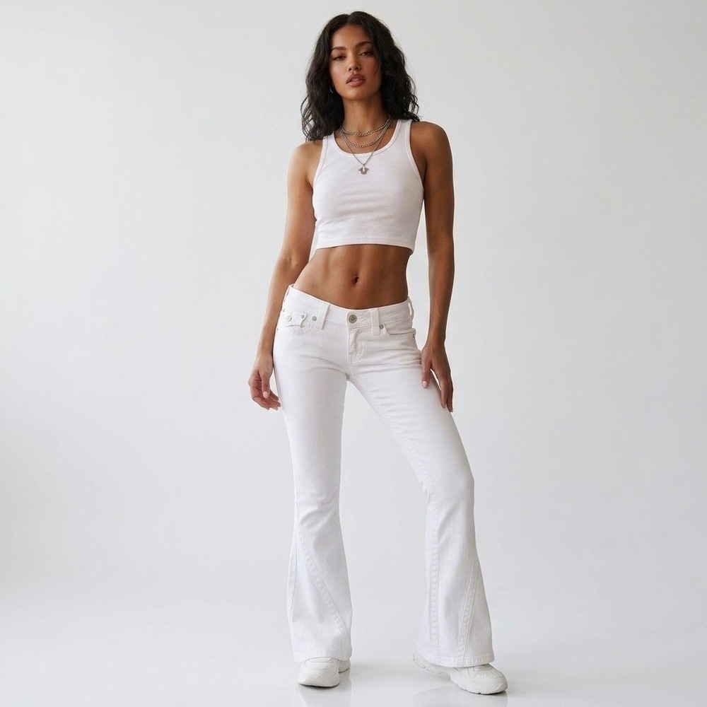 True Religion Womens "Joey" Low Rise Flare Jeans White Size 28 Y2K Summer